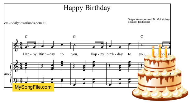 Happy Birthday - C Major - piano